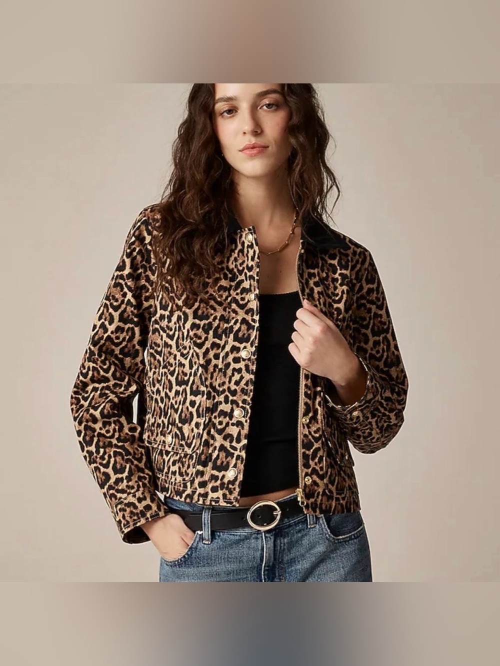 J. Crew Leopard Print Jean Jacket - Brown & Black
